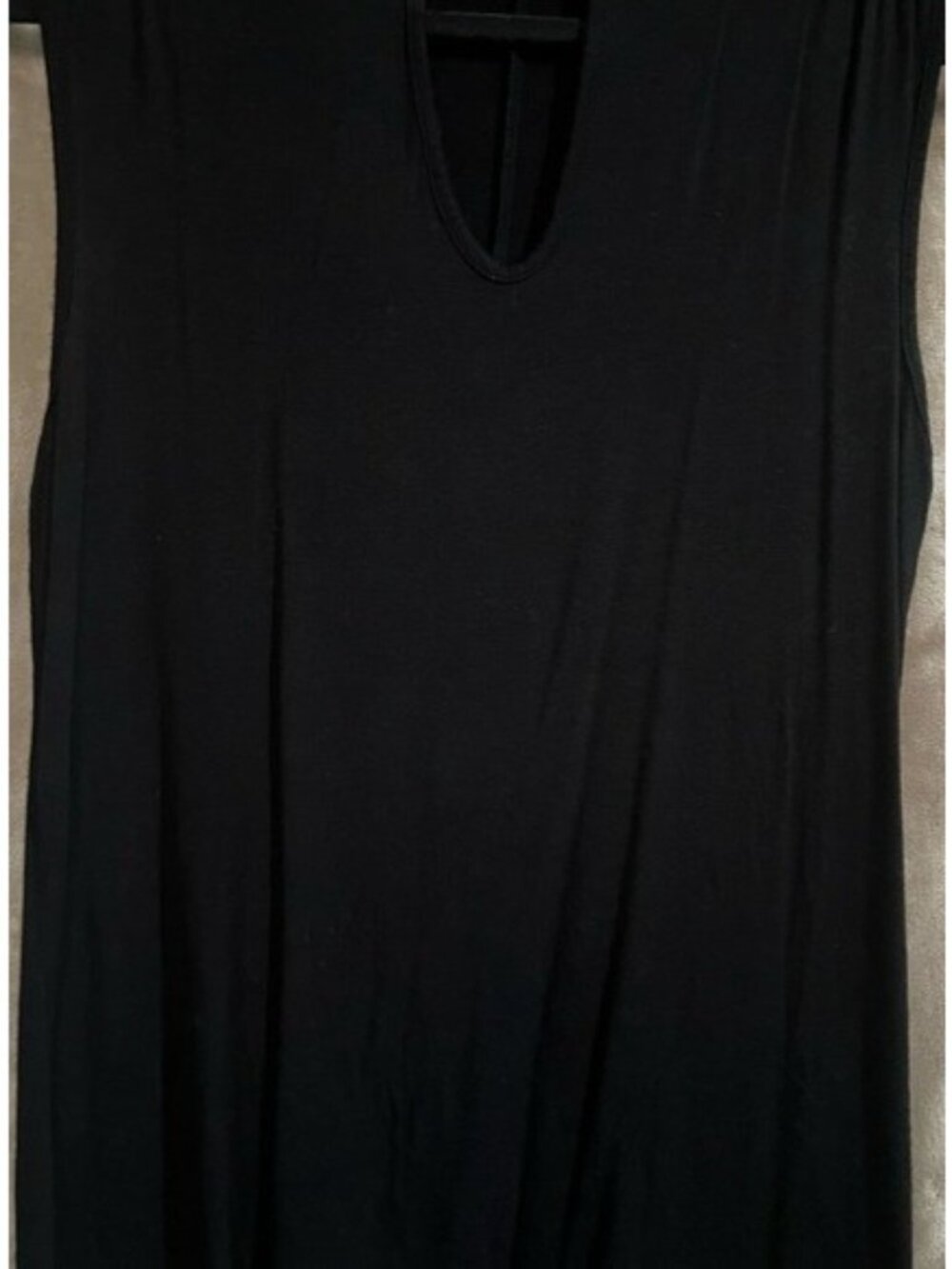 Jennifer Lopez Black Sleeveless Keyhole Neckline Choker Cut Top Tunic Collar (M) - Picture 9 of 16
